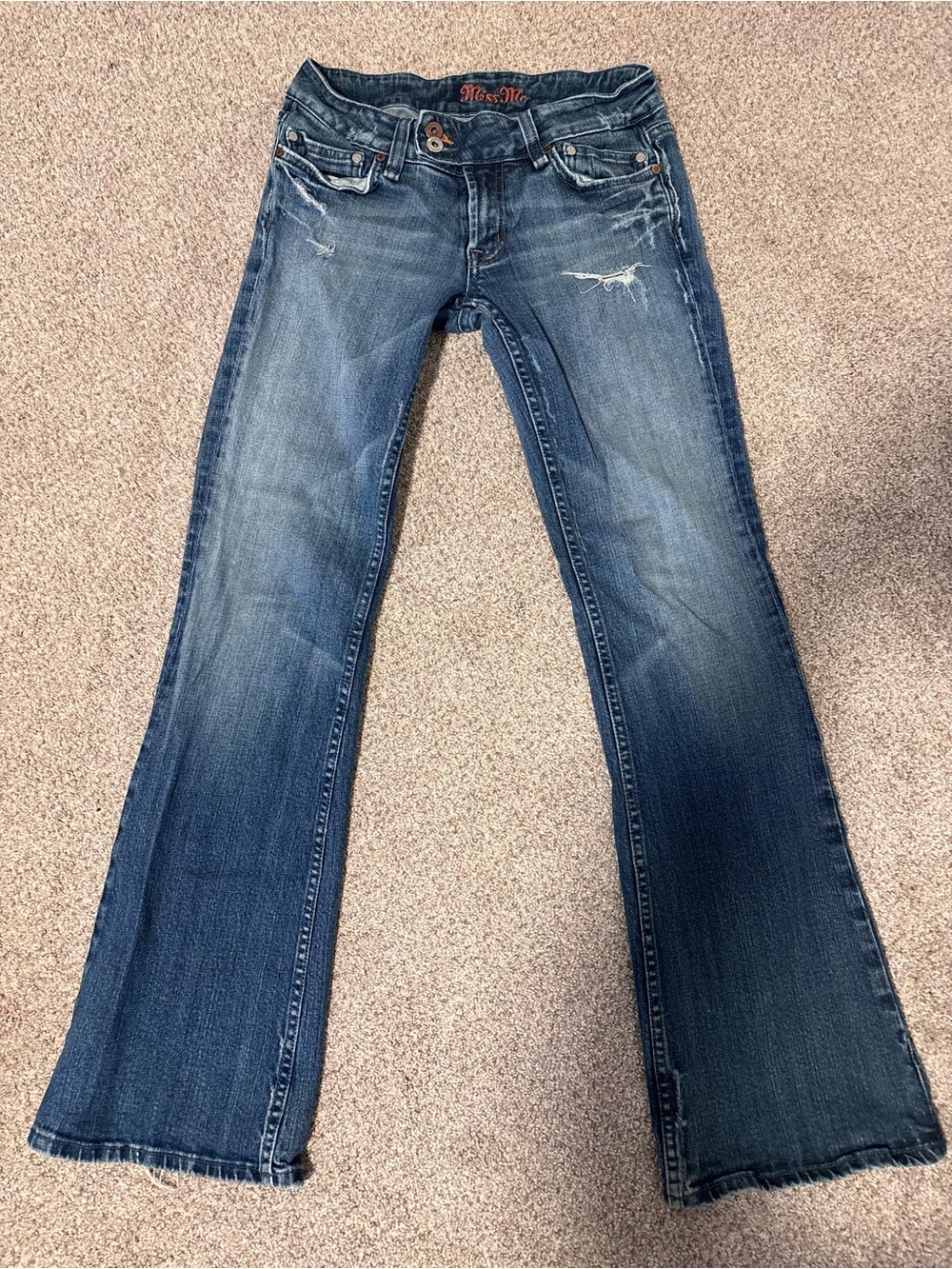 Miss Me Women's Blue Flare Jeans - Distressed Wash 29x33